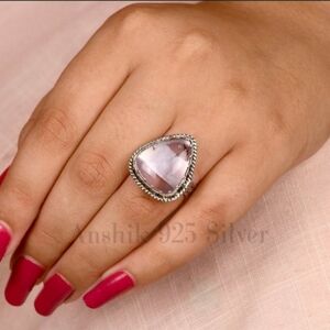 925 STERLING SILVER RING Pink Amethyst Gemston